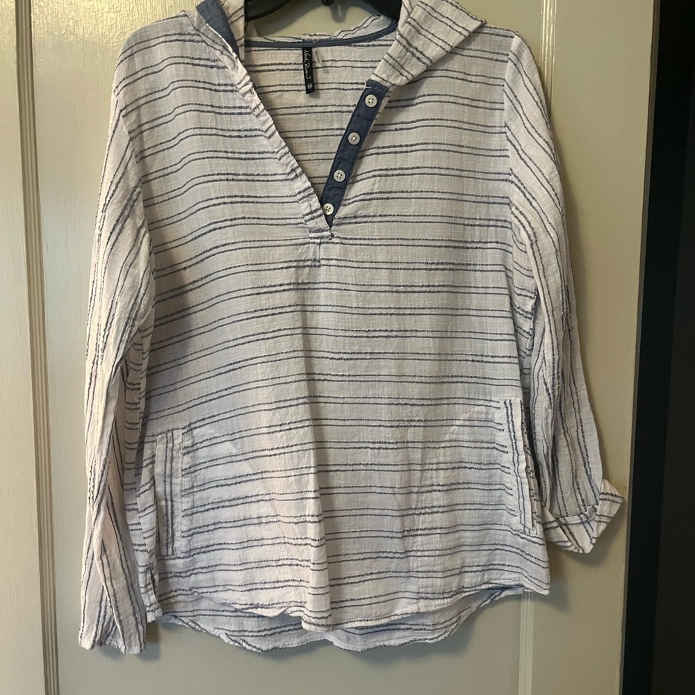 Striped Hooded Pullover Top